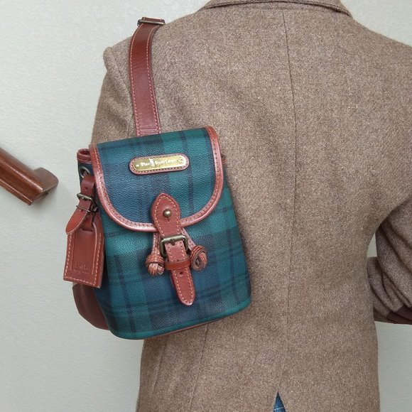 Polo Ralph Lauren Handbags - Vintage Ralph Lauren Coated Canvas Plaid Backpack